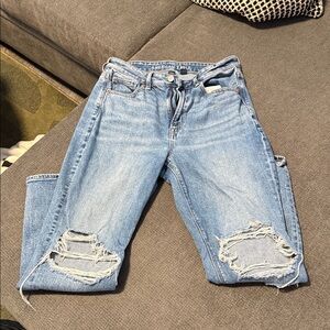 American Eagle Outfitters Ripped Light Blue Boyfriend Jeans